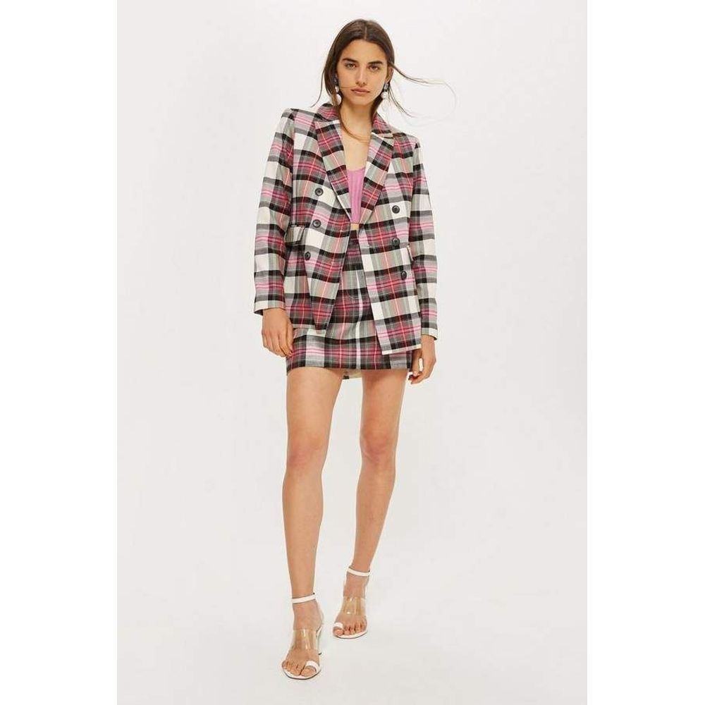 Topshop Tartan Skirt & Double Breasted Jacket Set
